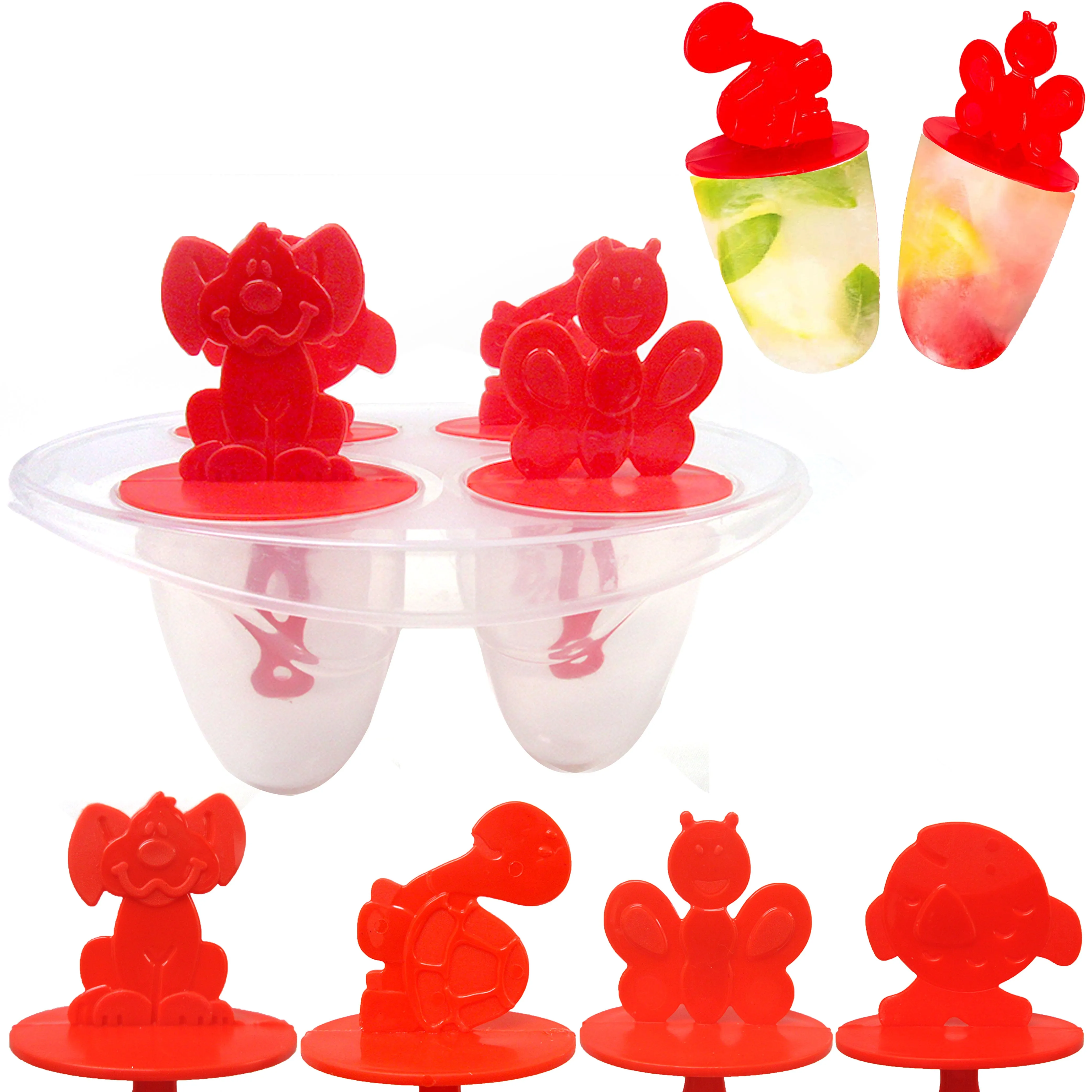 4 Mold Freezer Ice Pop Maker Popsicle Dessert Ice Cream Frozen Pops Cake Treats