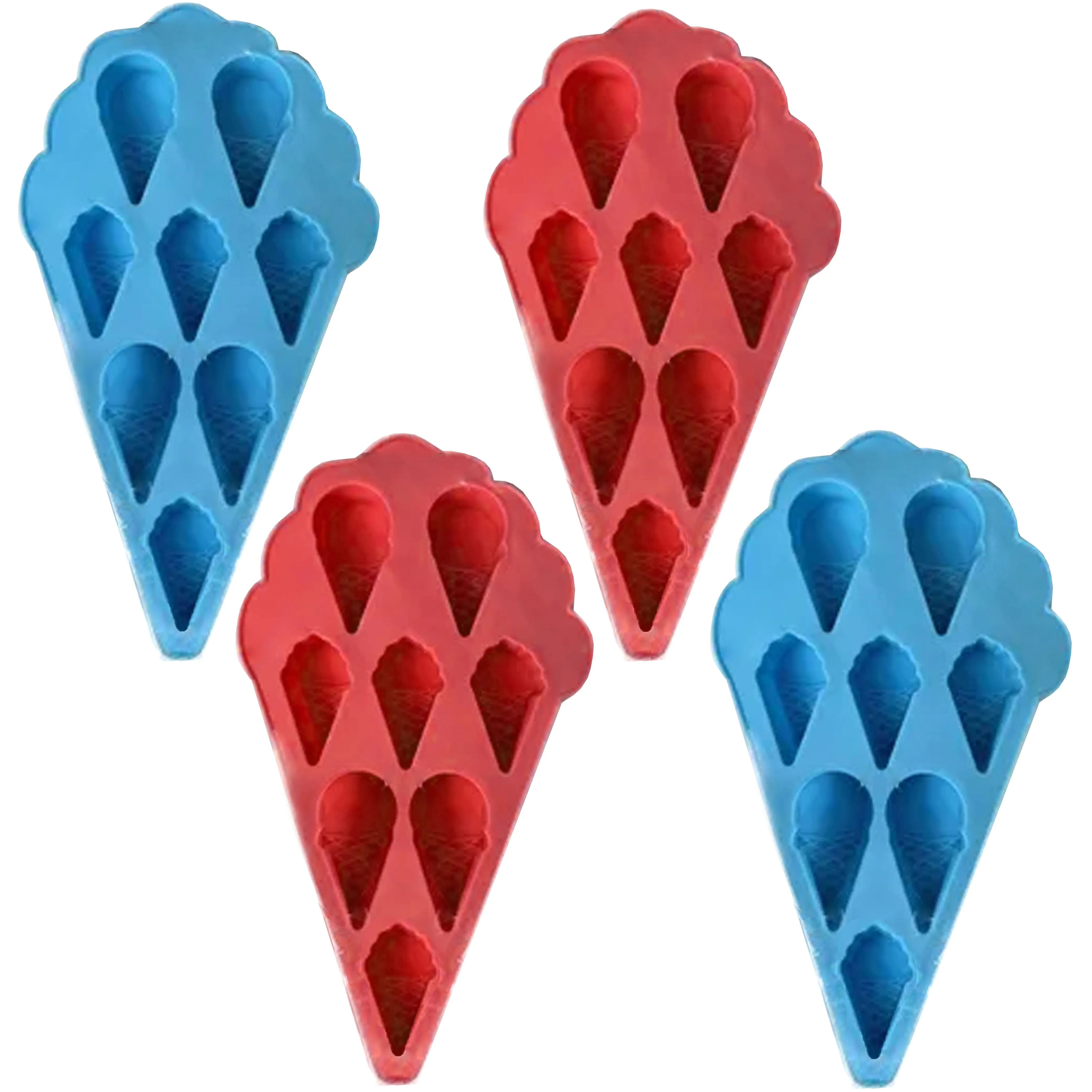 4 Pc Ice Cream Cone Shaped Tray Silicone Soap Mold Candy Chocolate Cube Mould