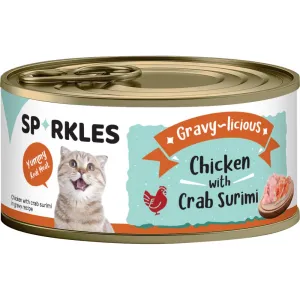 $7 OFF 24 cans: Sparkles Gravy-licious Chicken With Crab Surimi Canned Cat Food 80g x 24
