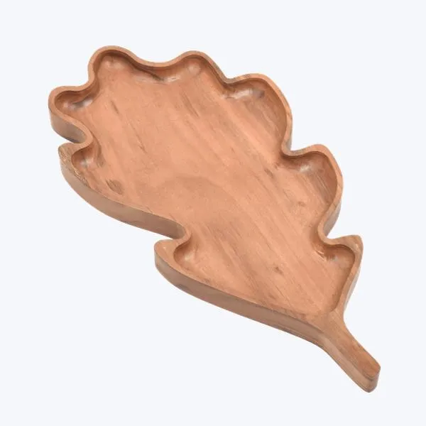 Acacia Wood Oak Leaf Tray