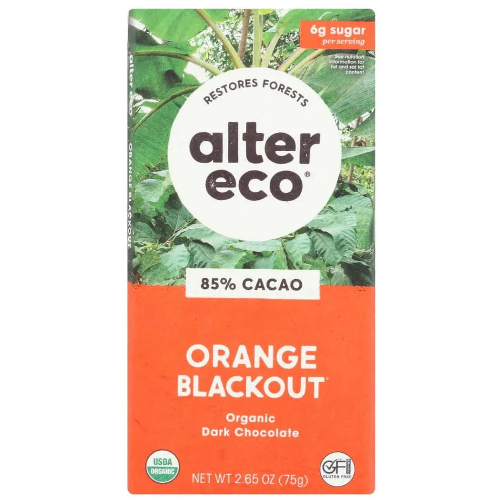 Alter Eco - Orange Blackout Dark Chocolate Bar, 2.65 Oz - Pack of 12