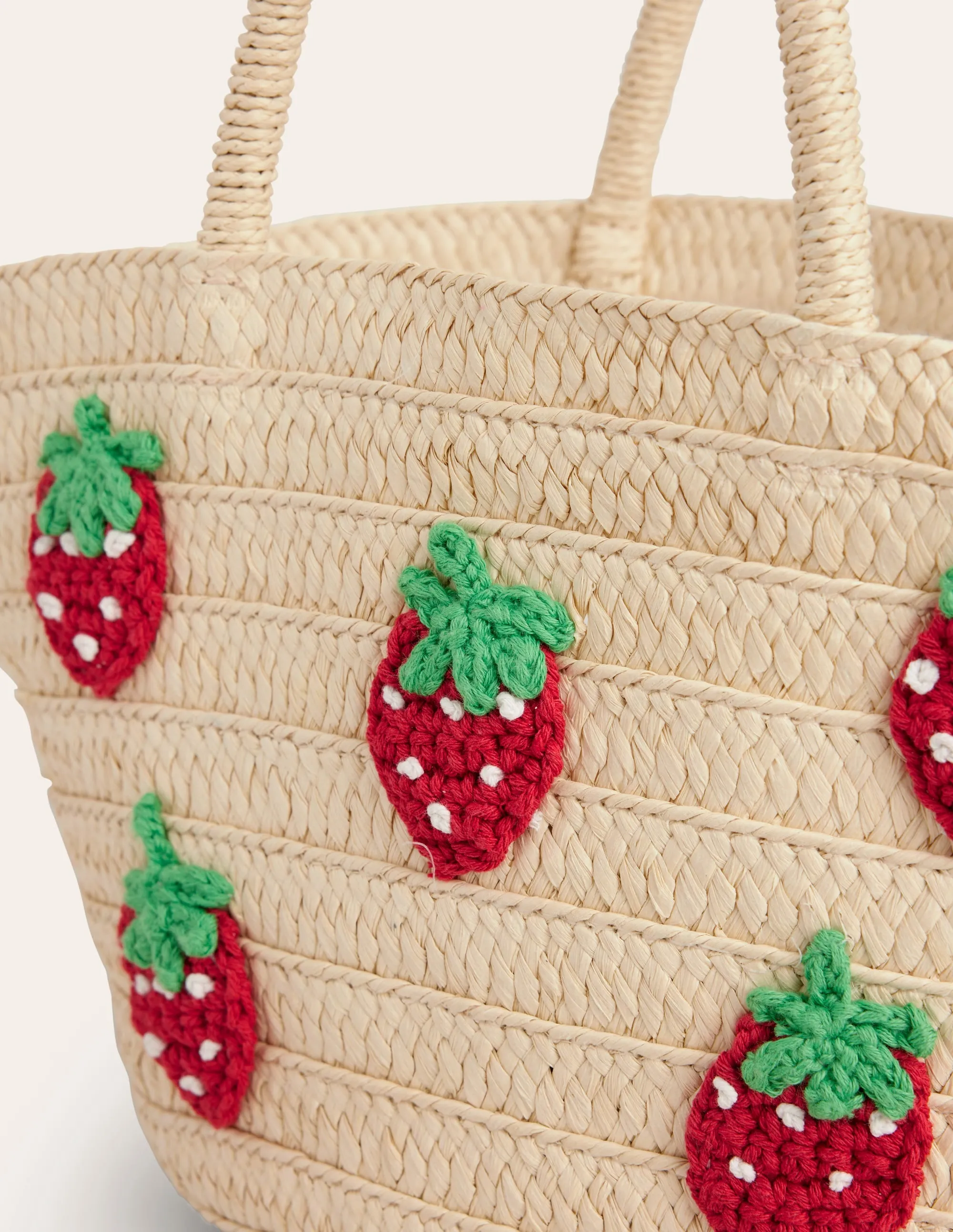 Basket Bag-Embroidered Strawberries