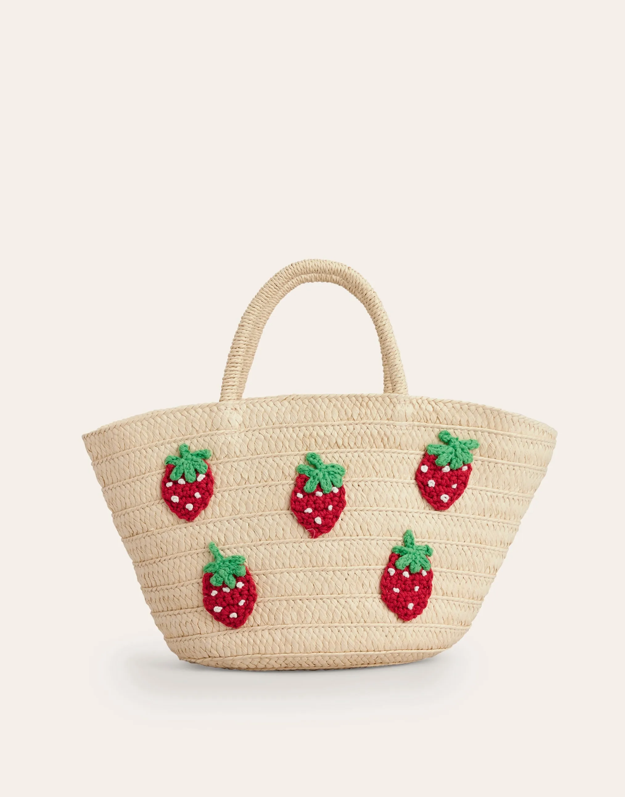 Basket Bag-Embroidered Strawberries