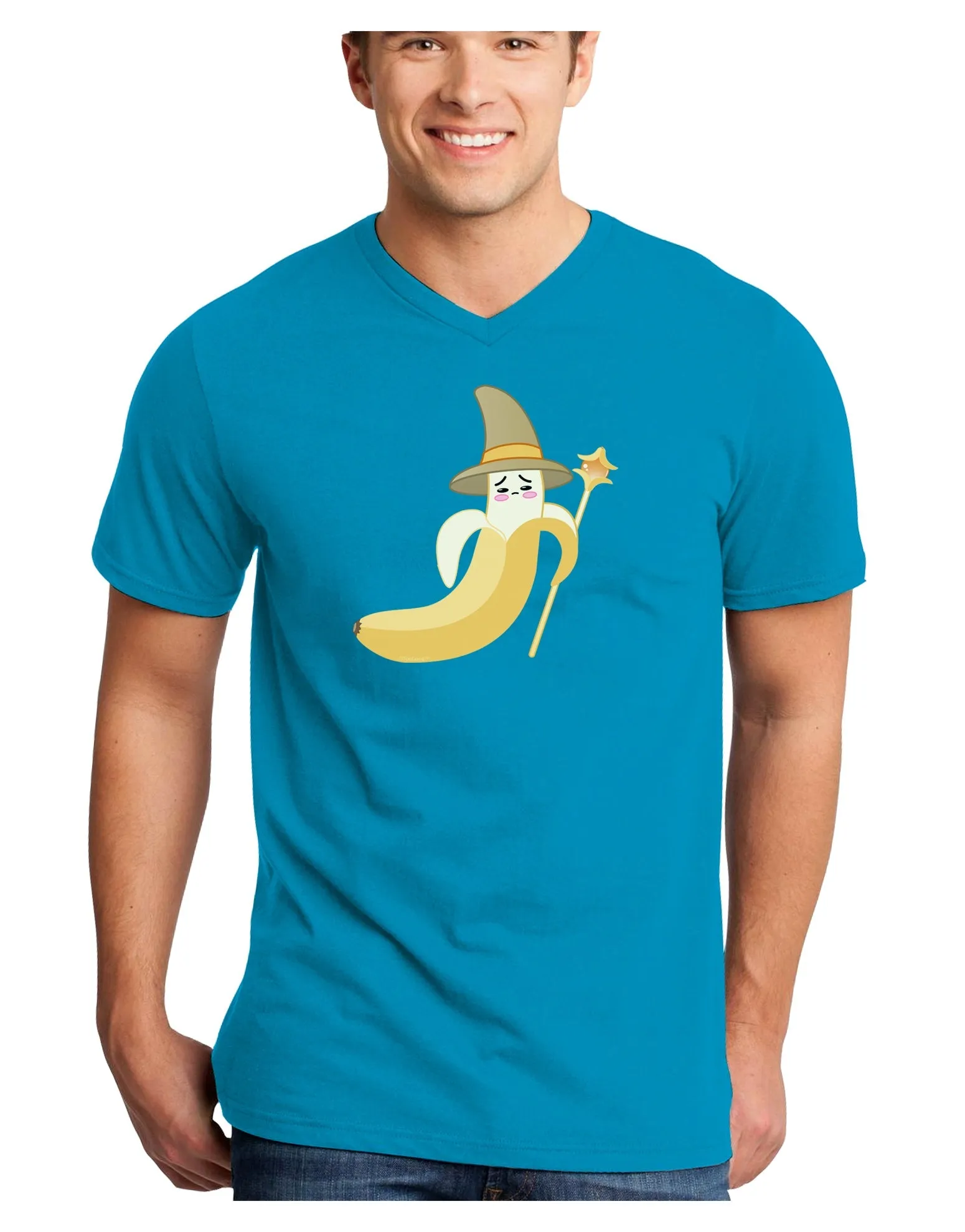 Ben Banana Wizard - Cute Fruit Halloween Adult Dark V-Neck T-Shirt