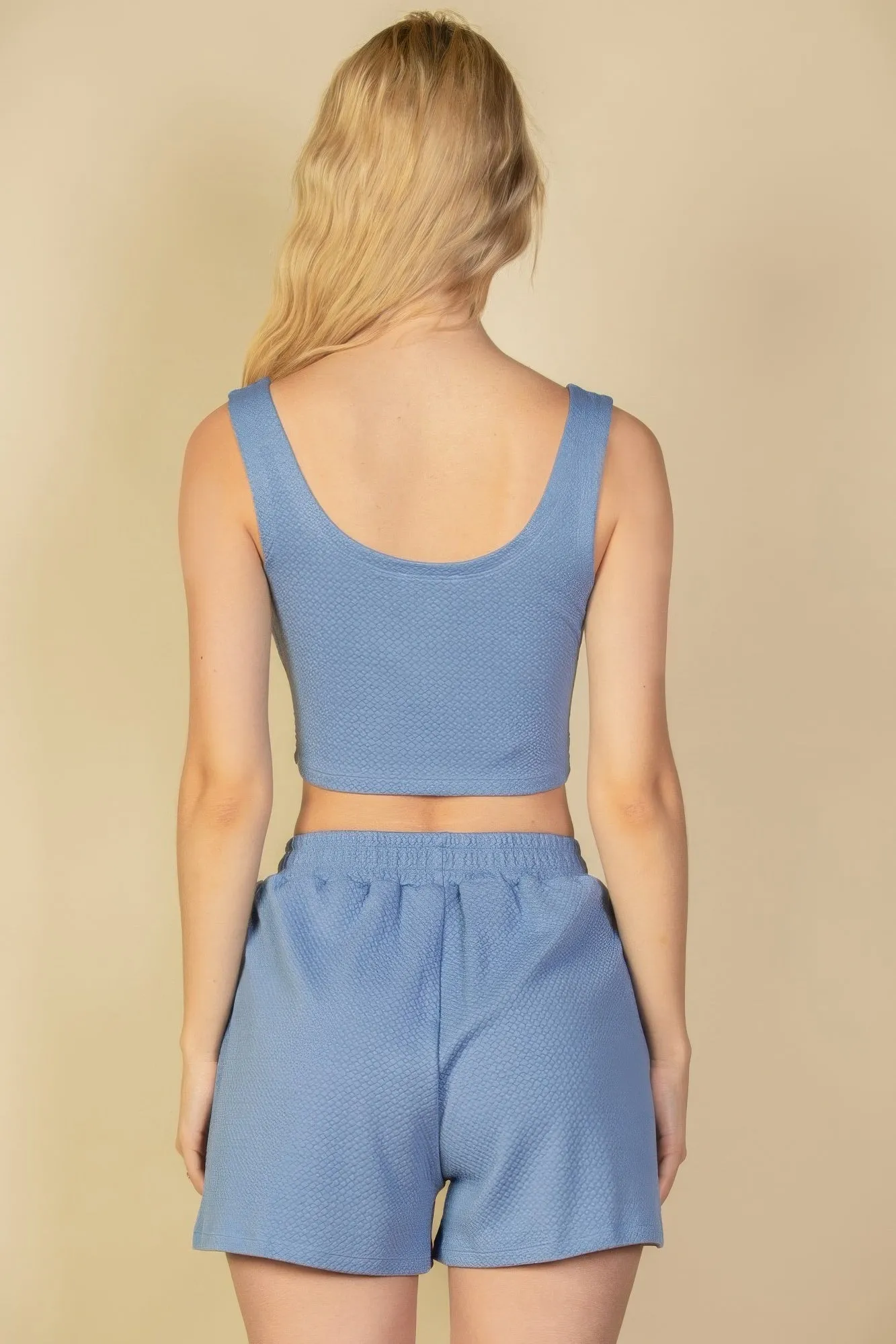 Casual Crop Tank Top And Shorts Set