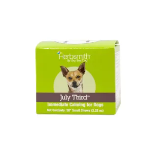 Herbsmith July Third Soft Chews - Immediate Calming for Dogs - 30 Small Chews (2.32oz)