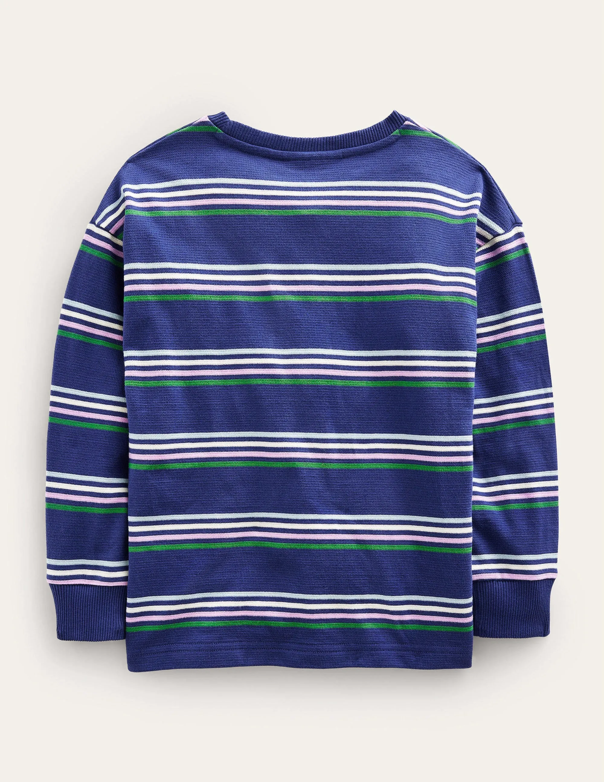Long Sleeve Textured T-shirt-Navy/Buttercup/Green