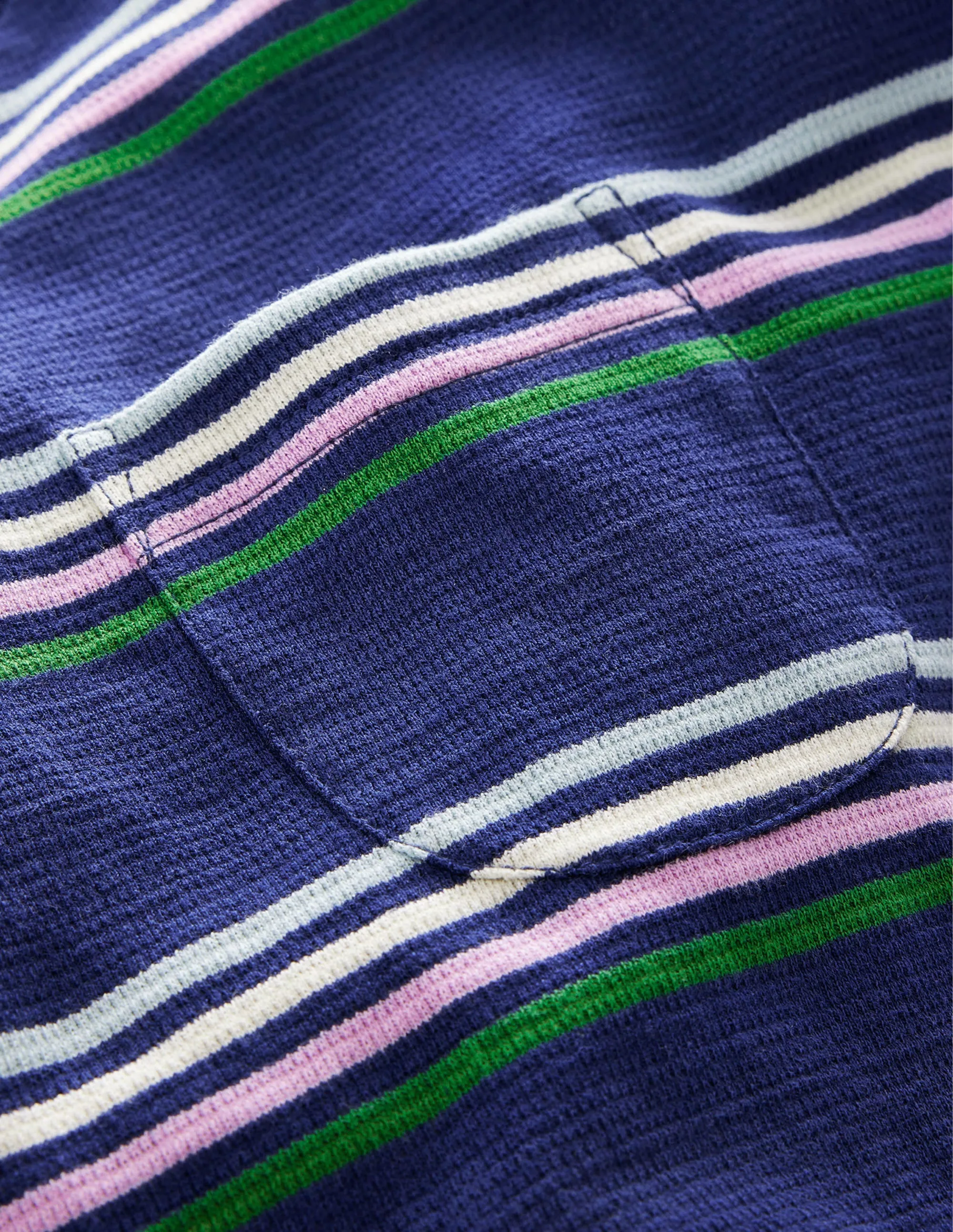 Long Sleeve Textured T-shirt-Navy/Buttercup/Green