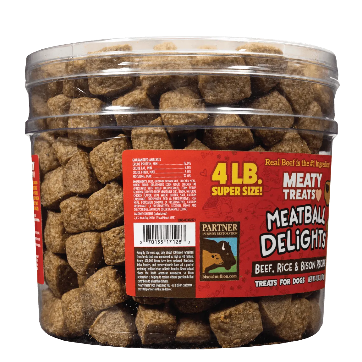 Meatball Delights Beef, Rice & Bison Dog Treats | 4 LB | Meaty Treats