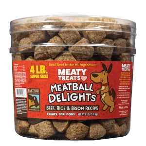 Meatball Delights Beef, Rice & Bison Dog Treats | 4 LB | Meaty Treats
