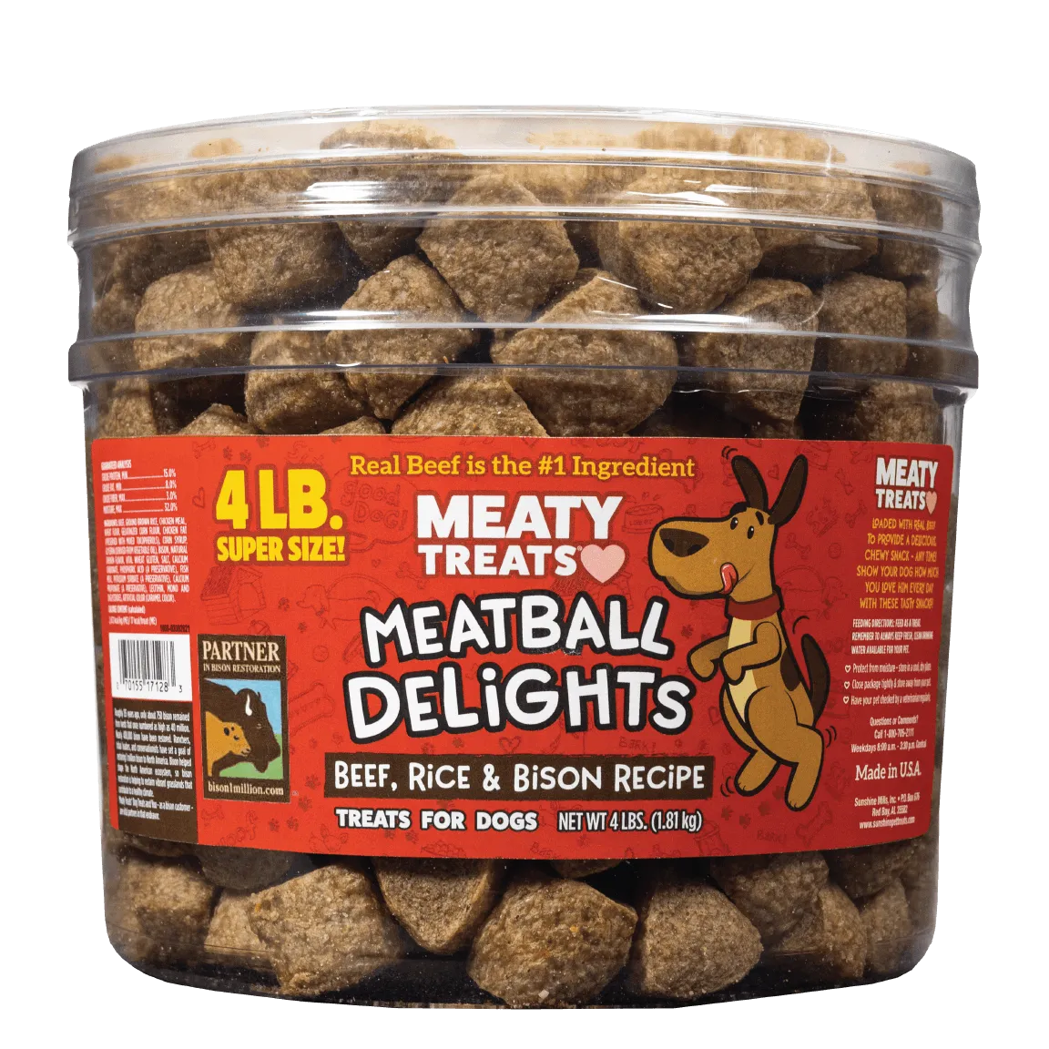 Meatball Delights Beef, Rice & Bison Dog Treats | 4 LB | Meaty Treats