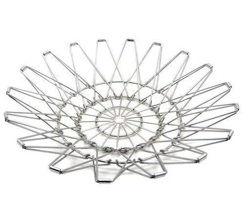 Multipurpose Fruit Basket Stainless Steel Wire Bowl Foldable Basket for Vegetable  /  Fruits  /  Dining
