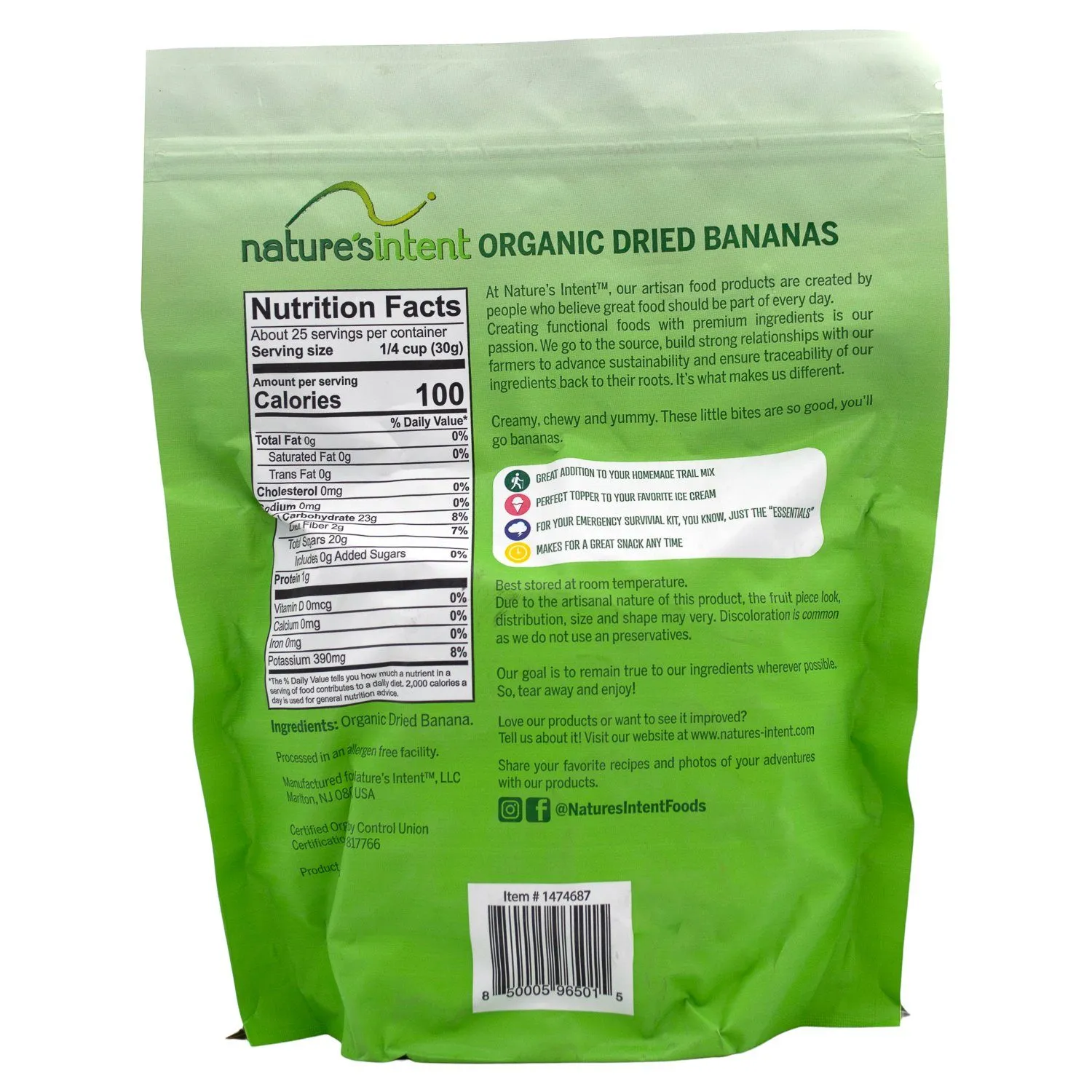 Nature's Intent Dried Bananas