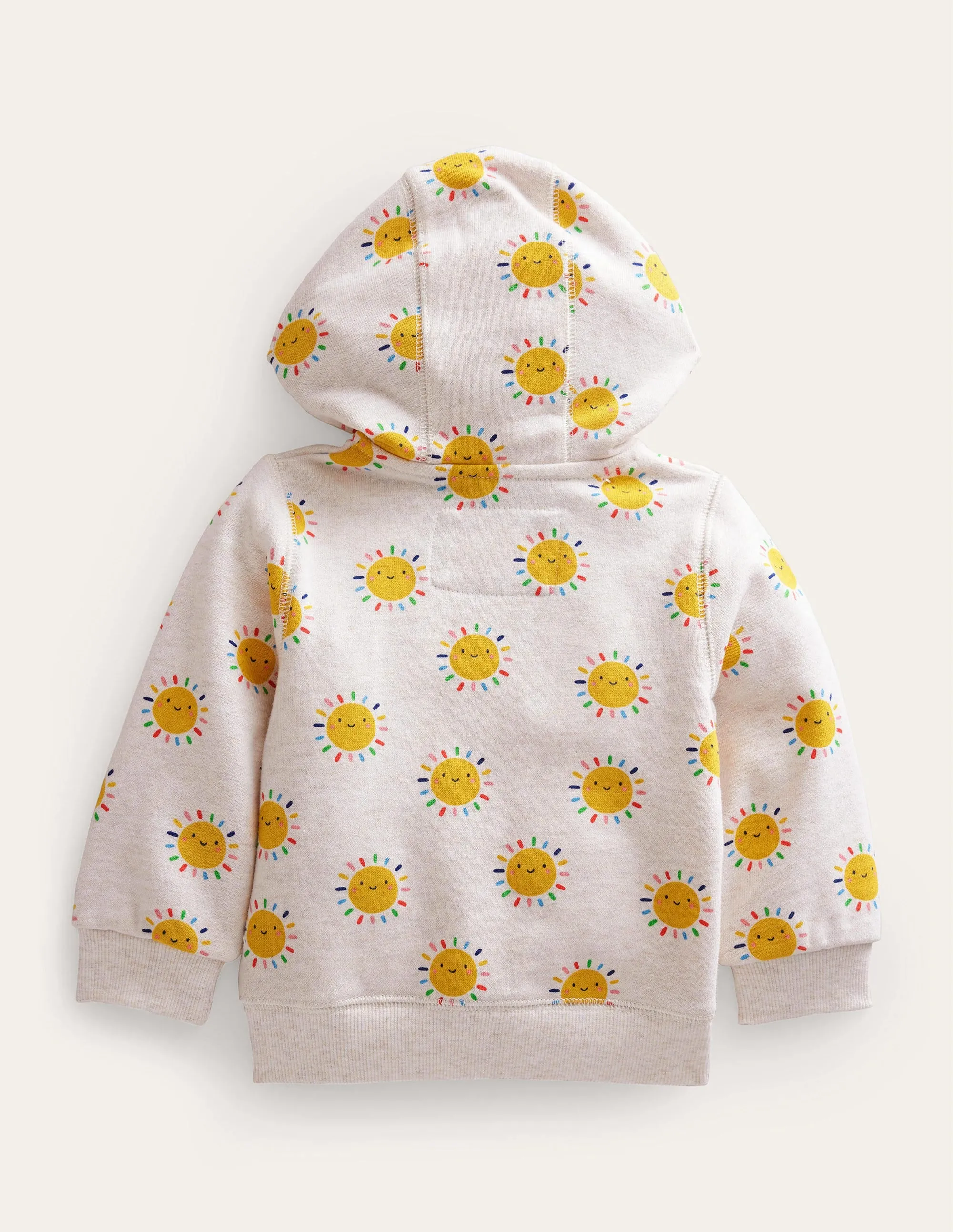 Printed Hoodie-Oatmeal Marl Rainbow Suns