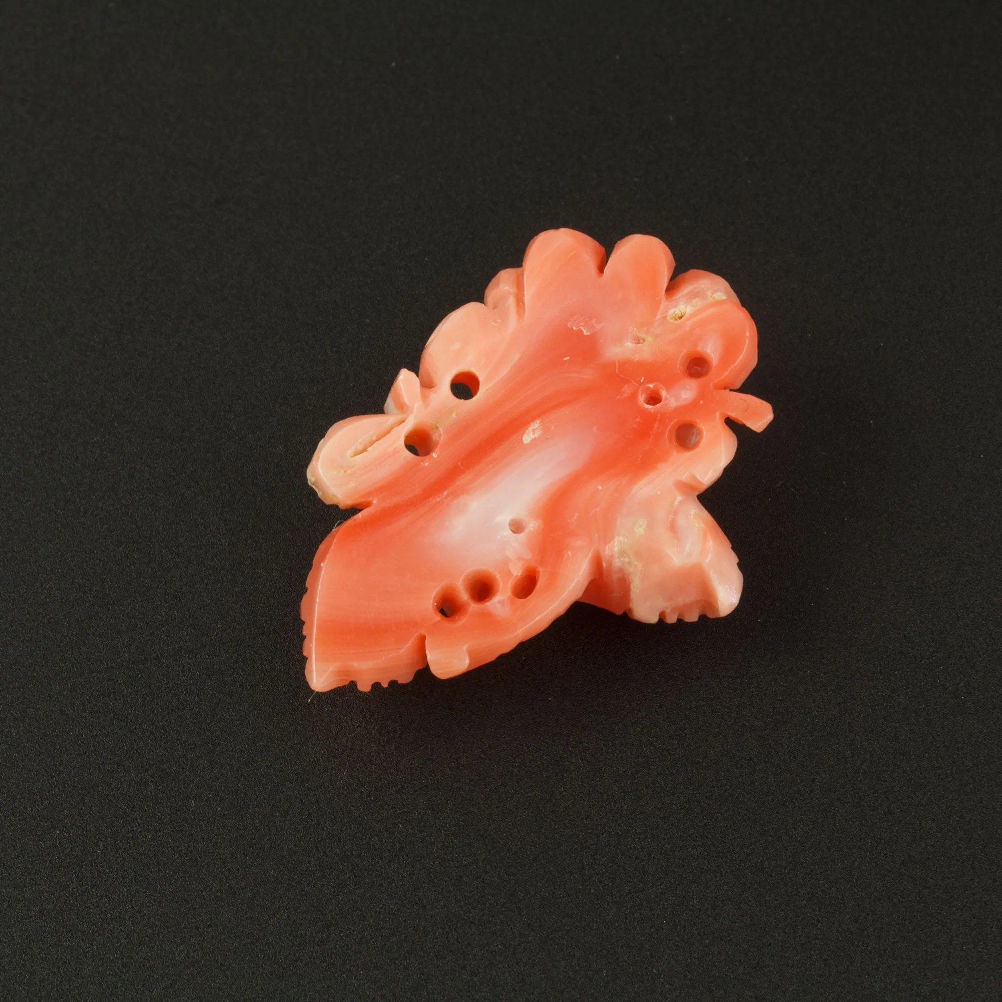 Salmon and Pink Coral Cabochon carved floral design, natural, untreated.  b4-cor477