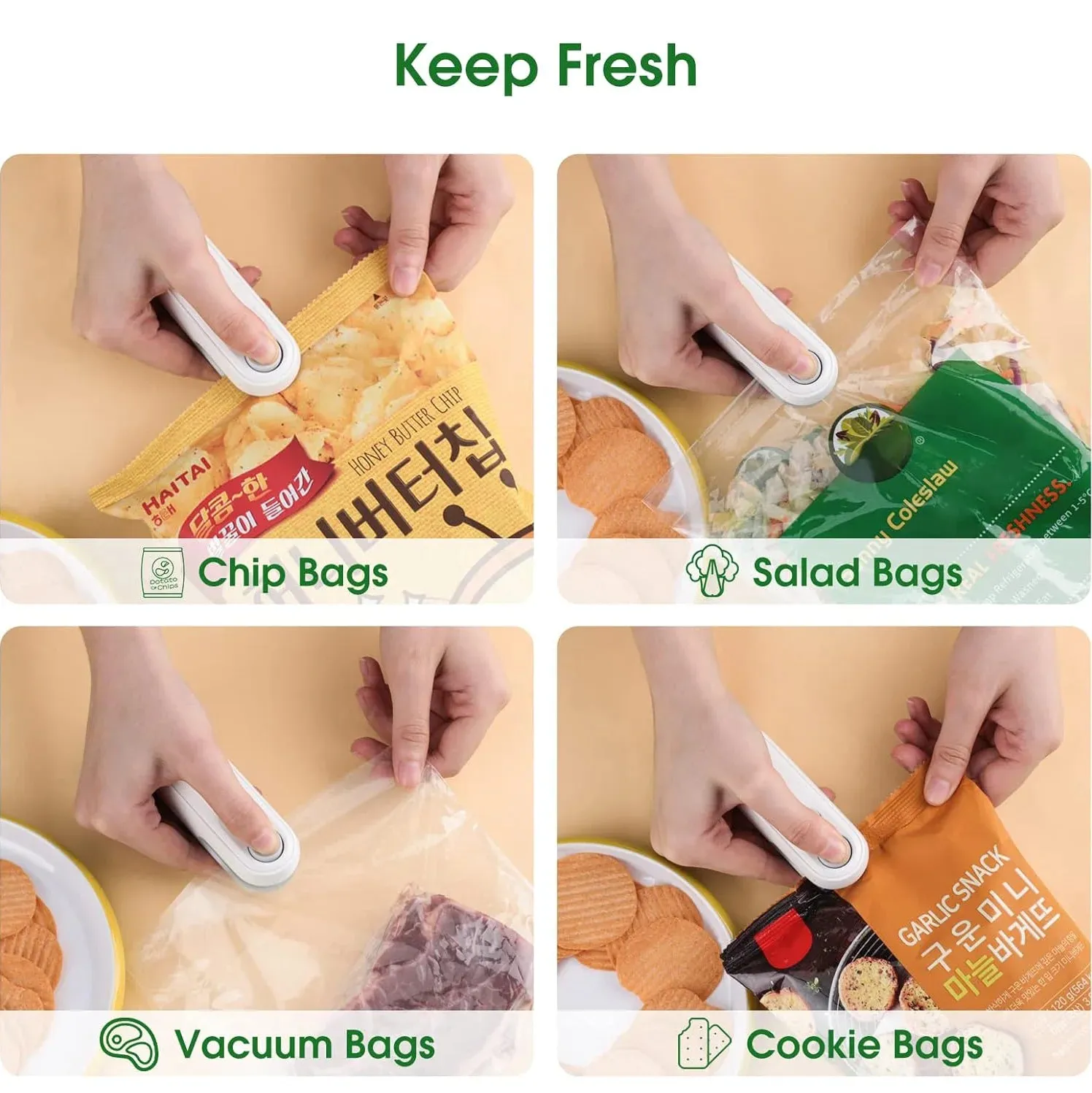Vacuum Sealer Snacks plastic bag heat sealer
